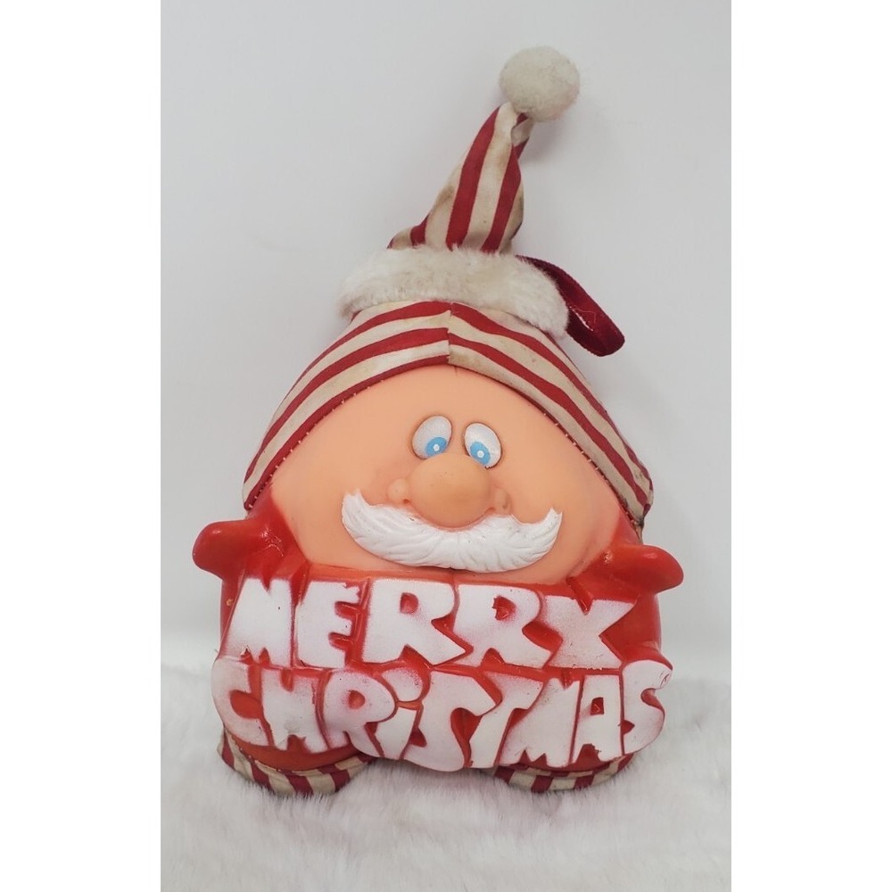 VTG DAN BRECHNER PLUSH TOY CO SANTA ORNAMENT MERRY CHRISTMAS KOREA‎ 4 Inches